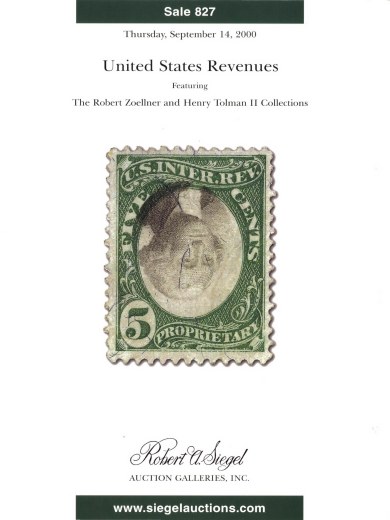 Catalog Cover Sale no. 827 — Siegel Auction Galleries