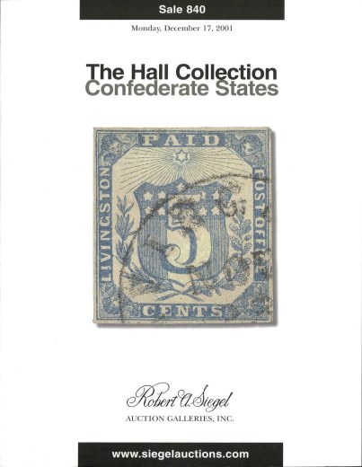 Catalog Cover Sale no. 840 — Siegel Auction Galleries