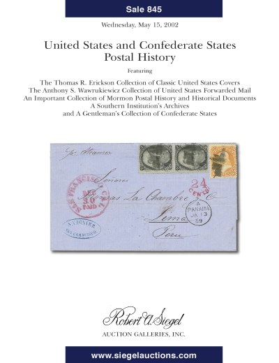 Catalog Cover Sale no. 845 — Siegel Auction Galleries