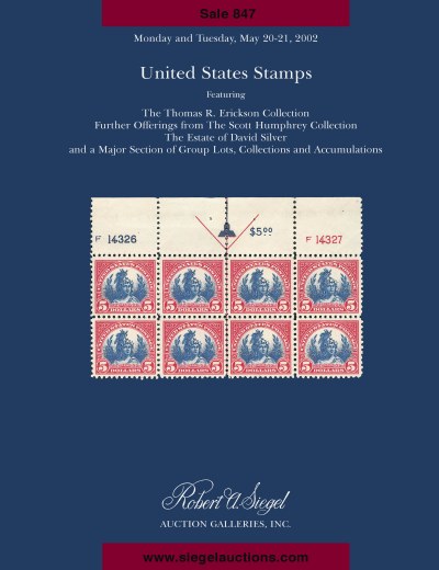 Catalog Cover Sale no. 847 — Siegel Auction Galleries