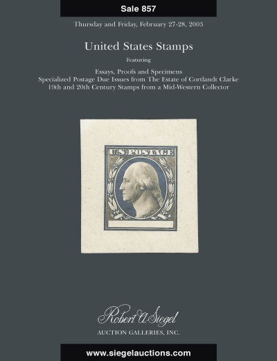 Catalog Cover Sale no. 857 — Siegel Auction Galleries