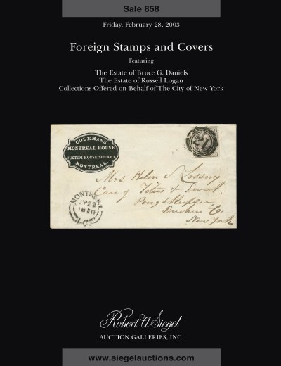Catalog Cover Sale no. 858 — Siegel Auction Galleries