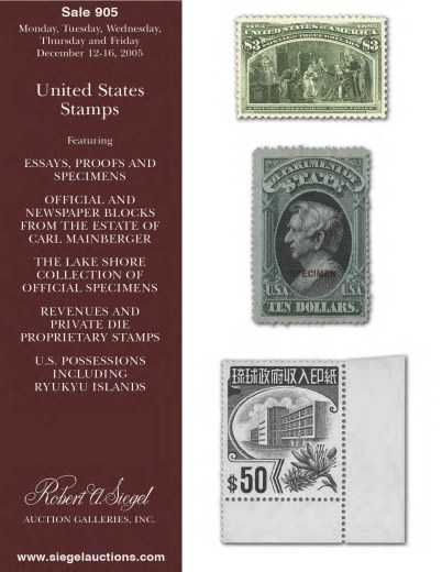 Catalog Cover Sale no. 905 — Siegel Auction Galleries
