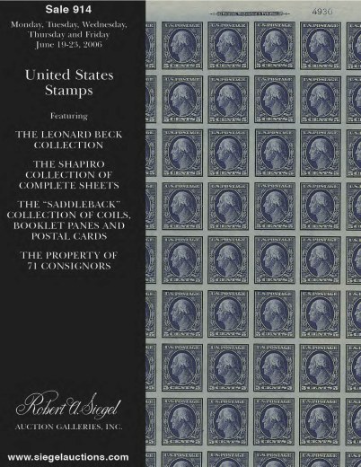 Catalog Cover Sale no. 914 — Siegel Auction Galleries