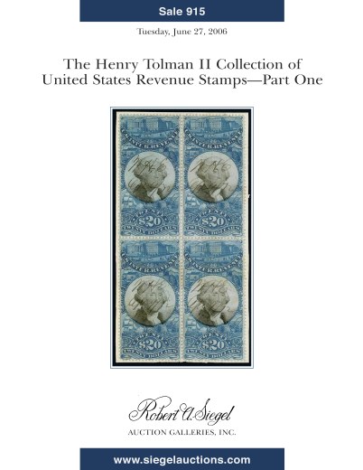 Catalog Cover Sale no. 915 — Siegel Auction Galleries