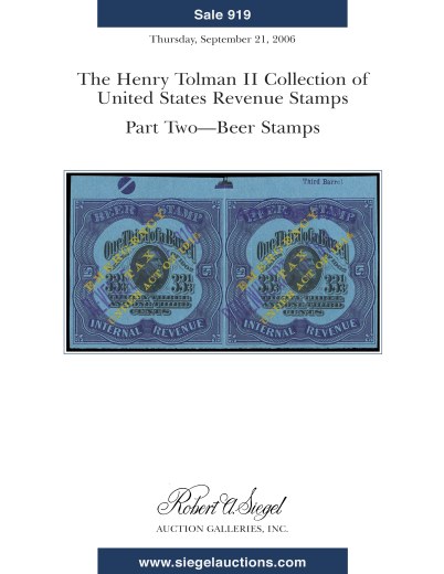 Catalog Cover Sale no. 919 — Siegel Auction Galleries
