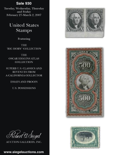 Catalog Cover Sale no. 930 — Siegel Auction Galleries