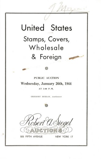 Catalog Cover Sale no. 96 — Siegel Auction Galleries