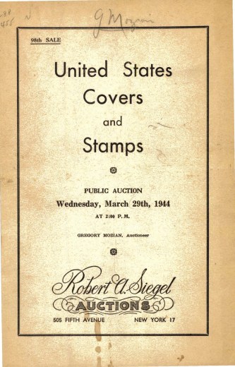 Catalog Cover Sale no. 98 — Siegel Auction Galleries