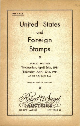 Catalog Cover Sale no. 99 — Siegel Auction Galleries