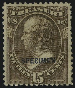 Sale 905, Lot 3373, Official Specimens and Sepcimens