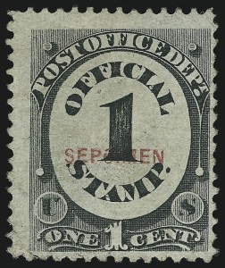 Sale 905, Lot 3406, Official Specimens and Sepcimens