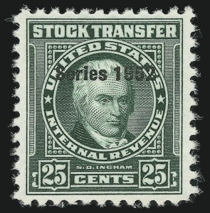 Sale 905, Lot 3601, Revenues, 25c Green, Series of 1952 (RD368) Sale 905, Lot 3601, Revenues