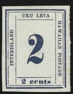 Sale 905, Lot 3828, Hawaii, 1865, 2c Dark Blue (26) Sale 905, Lot 3828, Hawaii