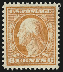 Sale 914, Lot 1421, 1908-12 Issues (Scott 367 to 396), 6c Red Orange (379) Sale 914, Lot 1421, 1908-12 Issues (Scott 367 to 396)