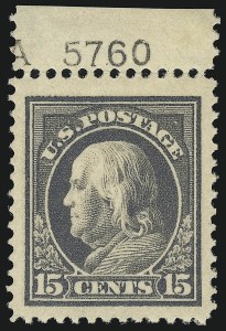 Sale 914, Lot 1537, 1912-23 Issues (Scott 405 to 423), 15c Gray (418) Sale 914, Lot 1537, 1912-23 Issues (Scott 405 to 423)