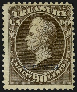Sale 914, Lot 2290, Official Specimens, 90c Treasury, Specimen Ovpt. (O82S) Sale 914, Lot 2290, Official Specimens