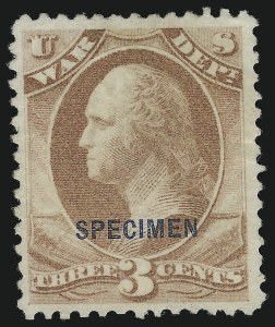 Sale 914, Lot 2292, Official Specimens, 3c War, Specimen Ovpt. (O85S) Sale 914, Lot 2292, Official Specimens