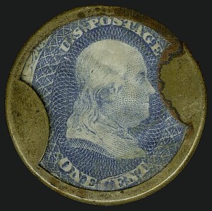 Sale 914, Lot 329, 1861-66 Issue, Joseph L. Bates, Boston, 1c Blue, Two Words (EP26a) Sale 914, Lot 329, 1861-66 Issue