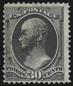 Sale 914, Lot 679, 1870-88 Bank Note Issues (National Grills, Scott 134 thru 144), 30c Black, Grill (143) Sale 914, Lot 679, 1870-88 Bank Note Issues (National Grills, Scott 134 thru 144)