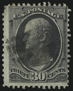 Sale 914, Lot 680, 1870-88 Bank Note Issues (National Grills, Scott 134 thru 144), 30c Black, Grill (143) Sale 914, Lot 680, 1870-88 Bank Note Issues (National Grills, Scott 134 thru 144)