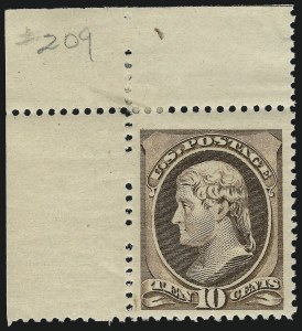 Sale 914, Lot 848, 1870-88 Bank Note Issues (Scott 205 thru 218)