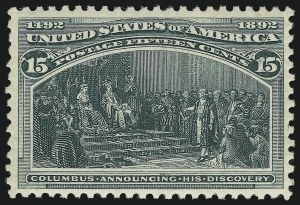 Sale 914, Lot 992, 1893 Columbian Issue, 15c Columbian (238) Sale 914, Lot 992, 1893 Columbian Issue
