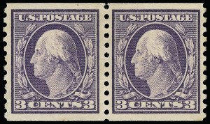 Sale 923, Lot 2865, 1912-23 Issues (Scott 424 to 458), 3c Violet, Coil (445) Sale 923, Lot 2865, 1912-23 Issues (Scott 424 to 458)