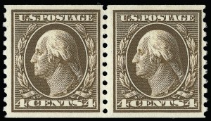 Sale 923, Lot 2871, 1912-23 Issues (Scott 424 to 458), 4c Brown, Coil (446) Sale 923, Lot 2871, 1912-23 Issues (Scott 424 to 458)
