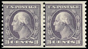 Sale 923, Lot 2885, 1912-23 Issues (Scott 424 to 458), 3c Violet, Coil (456) Sale 923, Lot 2885, 1912-23 Issues (Scott 424 to 458)