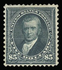 Sale 930, Lot 2252, 1894 Unwatermarked Bureau Issue (Scott 246-263), $5.00 Dark Green (263) Sale 930, Lot 2252, 1894 Unwatermarked Bureau Issue (Scott 246-263)