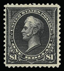 Sale 930, Lot 2268, 1895 Watermarked Bureau Issue (Scott 264-278), $1.00 Black, Ty. I (276) Sale 930, Lot 2268, 1895 Watermarked Bureau Issue (Scott 264-278)