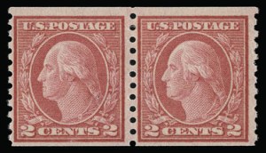Sale 930, Lot 2542, 1913-15 Washington-Franklin Issues (Scott 424-461), 2c Carmine Rose, Ty. I, Coil (453) Sale 930, Lot 2542, 1913-15 Washington-Franklin Issues (Scott 424-461)