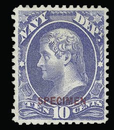 Sale 930, Lot 2827, Officials, 10c Navy, Specimen Ovpt. (O40S) Sale 930, Lot 2827, Officials