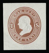Sale 930, Lot 2892, Postal Stationery, 1c Dark Red on White, Cut Square (UO18) Sale 930, Lot 2892, Postal Stationery