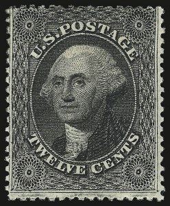 Sale 938, Lot 1078, 1857-60 Issue, 12c Black, Plate 3 (36b) Sale 938, Lot 1078, 1857-60 Issue