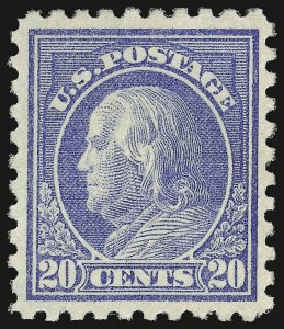Sale 938, Lot 1622, 1912-23 Issues (Scott 405 to 461), 20c Ultramarine (438) Sale 938, Lot 1622, 1912-23 Issues (Scott 405 to 461)
