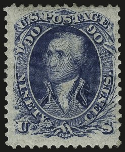 Sale 946, Lot 368, 1861-66 Issue (Scott 56-78), 90c Blue (72) Sale 946, Lot 368, 1861-66 Issue (Scott 56-78)