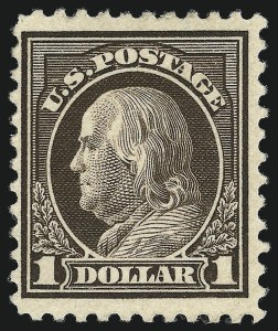 Sale 953, Lot 1245, 1917-19 Issues (Scott 481-524), $1.00 Deep Brown (518b) Sale 953, Lot 1245, 1917-19 Issues (Scott 481-524)