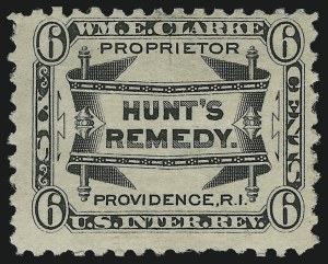 Sale 953, Lot 1875, Medicine Stamps, William E. Clark, 6c Black, Watermarked (RS57d) Sale 953, Lot 1875, Medicine Stamps