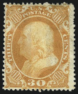 Sale 953, Lot 269, 1857-60 Issue (Scott 18-39), 30c Orange (38) Sale 953, Lot 269, 1857-60 Issue (Scott 18-39)