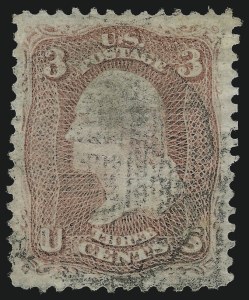 Sale 953, Lot 383, 1867-68 Grilled Issue (Scott 79-101), 3c Rose, D. Grill (85) Sale 953, Lot 383, 1867-68 Grilled Issue (Scott 79-101)