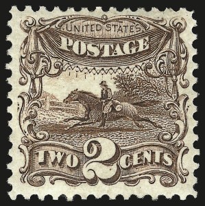 Sale 959, Lot 2323, 1875 Re-Issue of 1869 Pictorial Issue (Scott 123-133), 2c Brown, Re-Issue (124) Sale 959, Lot 2323, 1875 Re-Issue of 1869 Pictorial Issue (Scott 123-133)