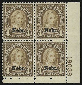 Sale 967, Lot 5006, Kans.-Nebr. Overprints (Scott 659-678)