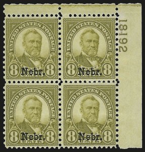 Sale 967, Lot 5010, Kans.-Nebr. Overprints (Scott 659-678)