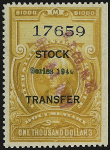 Sale 967, Lot 5272A, Revenues (Proprietary and Stock Transfer)