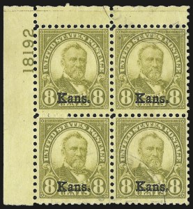Sale 975, Lot 2032, Kans.-Nebr. Overprints (Scott 659-678)