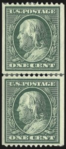 Sale 976, Lot 1925, 1908-10 Washington-Franklin Issues (Scott 331-356), 1c Green, Coil (348) Sale 976, Lot 1925, 1908-10 Washington-Franklin Issues (Scott 331-356)