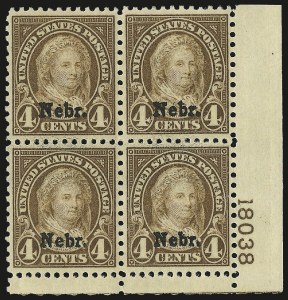 Sale 976, Lot 2197, Kans.-Nebr. Overprints (Scott 659-678)