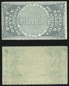 Sale 976, Lot 2593, The Martin Richardson Gold Medal Collection of U.S. Post Office Seals (1872 Registry Seals)